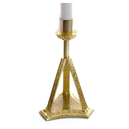 Candle holder in gold cast brass measuring 60cm 1