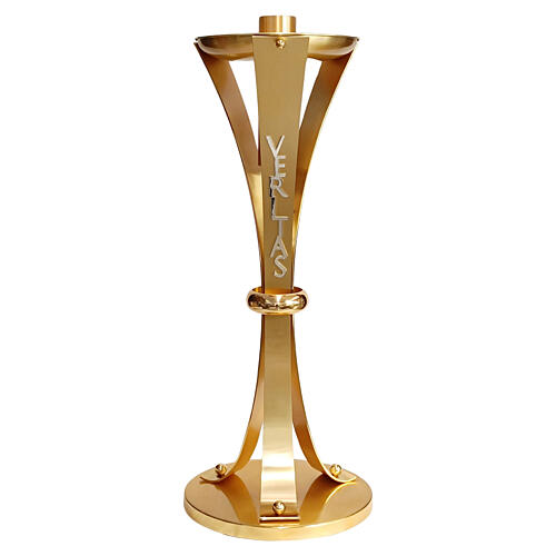 Paschal candle holder golden metal with silver finishes, 120 cm 1