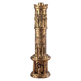 Molina Paschal Candle Holder with 4 Evangelists and 12 Apostles in Brass 120 cm