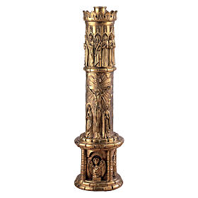 Candeliere portacero pasquale 120 cm 4 evangelisti 12 apostoli crocifissione resurrezione ottone Molina