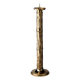 Candeliere portacero 110 cm pasquale nascita Cristo crocifissione resurrezione ottone argentato Molina