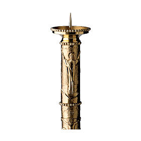 Candeliere portacero 110 cm pasquale nascita Cristo crocifissione resurrezione ottone argentato Molina