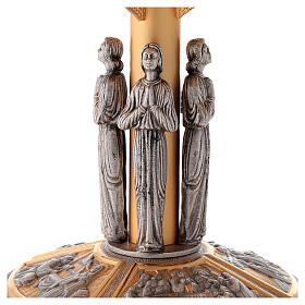 Monstrance throne in brass with images on foot