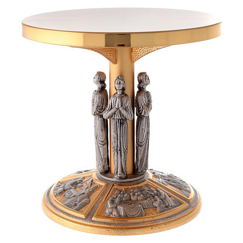 Monstrance throne in brass with images on foot 1