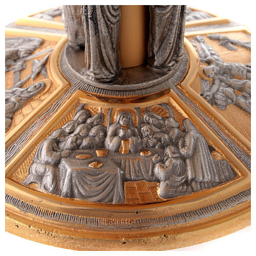 Monstrance throne in brass with images on foot 3