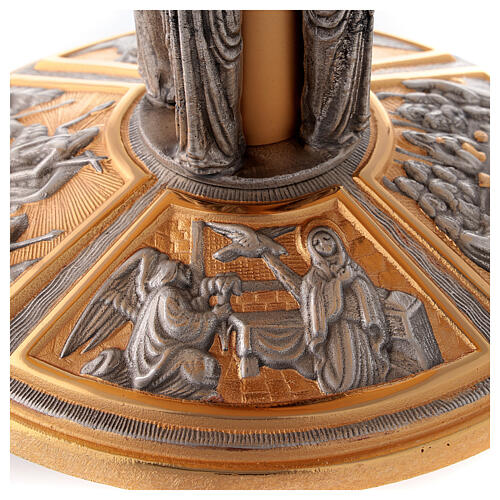 Monstrance throne in brass with images on foot 6