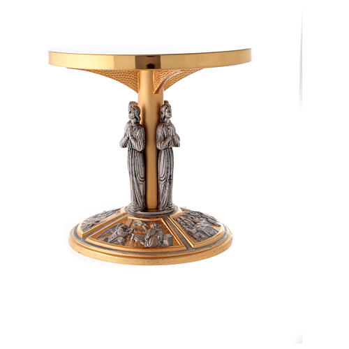 Monstrance throne in brass with images on foot 7