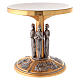 Monstrance throne in brass with images on foot s1