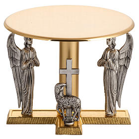 Monstrance throne in brass with angels and Lamb in bronze