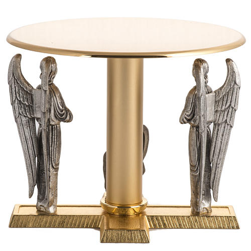 Monstrance throne in brass with angels and Lamb in bronze 5