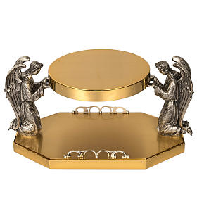 Kleiner Thron aus Messing mit Engeln aus Bronze