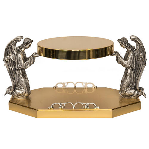 Kleiner Thron aus Messing mit Engeln aus Bronze 1