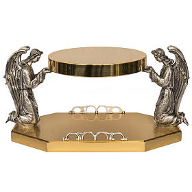 Monstrance throne in brass with bronze angels
