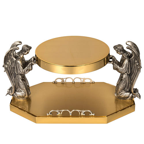 Trono latón dos ángeles rezando en bronce 2