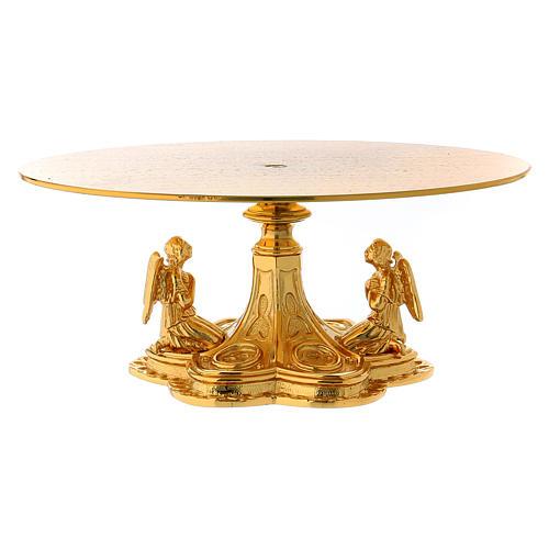 Monstrance throne in gold-plated brass with angels 1