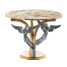 Monstrance throne in fused brass two-coloured with angels