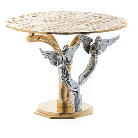 Monstrance throne in fused brass two-coloured with angels