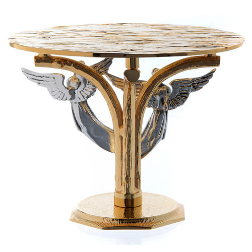 Monstrance throne in fused brass two-coloured with angels 3