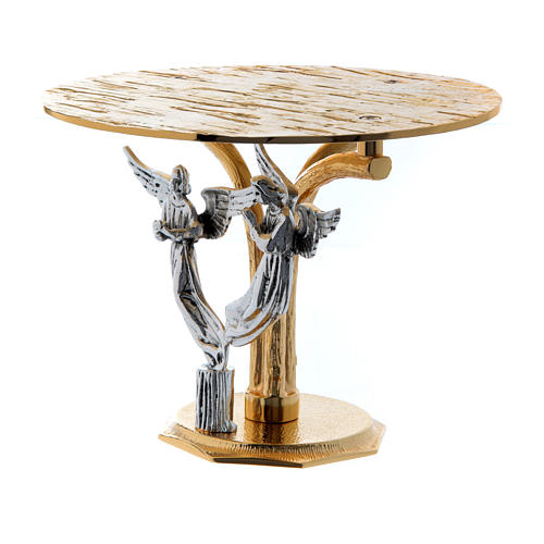 Monstrance throne in fused brass two-coloured with angels 4