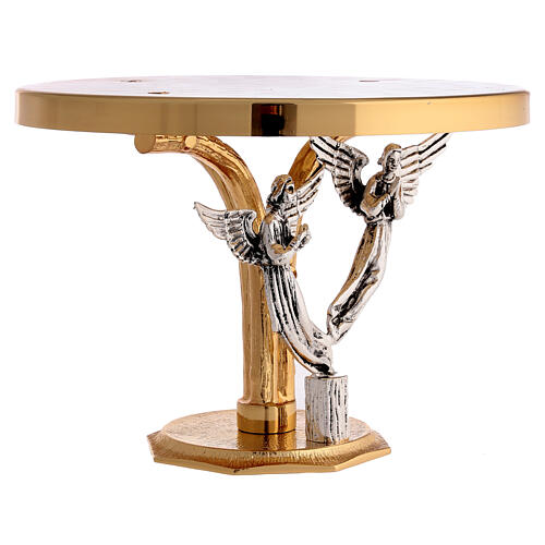 Monstrance throne in fused brass two-coloured with angels 3