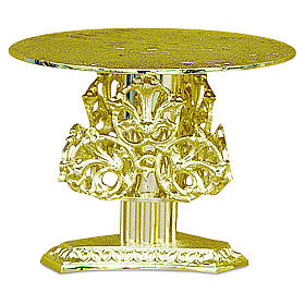 Base para ostensório decorações latão dourado moldado h 14 cm
