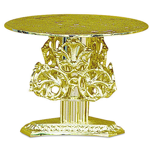 Base para ostensório decorações latão dourado moldado h 14 cm 1