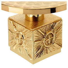 Monstrance throne in fused brass wet in gold 14 cm- plate 18,5 cm