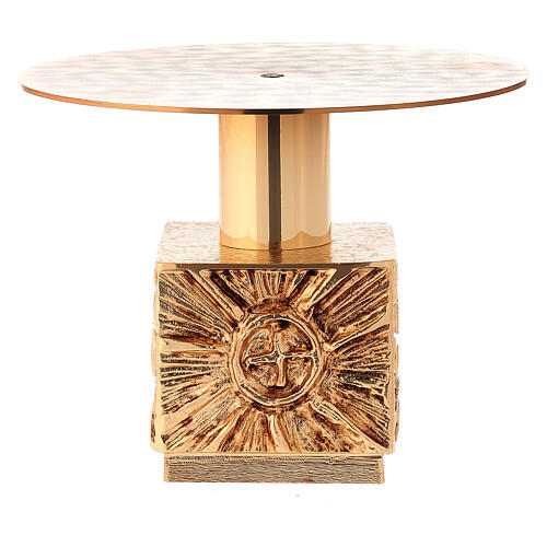 Monstrance throne in fused brass wet in gold 14 cm- plate 18,5 cm 1
