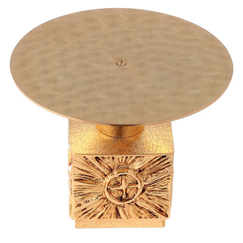 Monstrance throne in fused brass wet in gold 14 cm- plate 18,5 cm 2