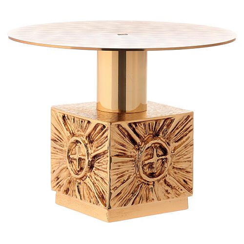 Monstrance throne in fused brass wet in gold 14 cm- plate 18,5 cm 3