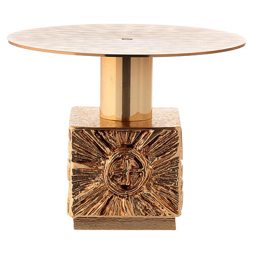 Monstrance throne in fused brass wet in gold 14 cm- plate 18,5 cm 4