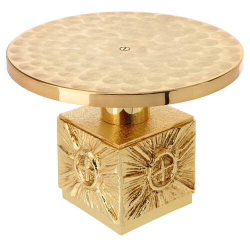 Monstrance throne in fused brass wet in gold 14 cm- plate 18,5 cm 1