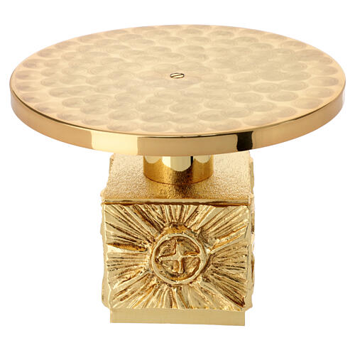 Monstrance throne in fused brass wet in gold 14 cm- plate 18,5 cm 3