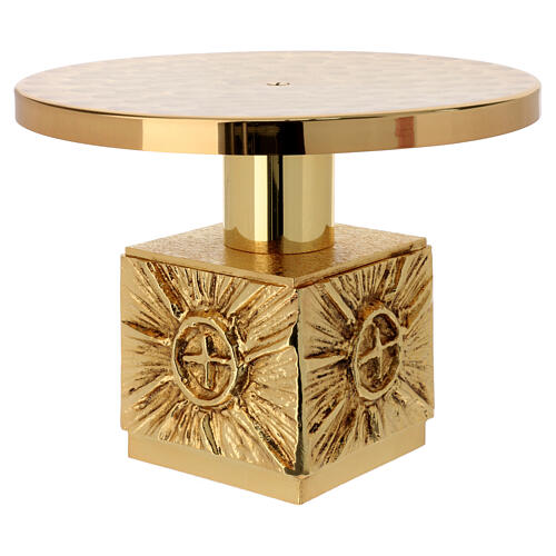 Monstrance throne in fused brass wet in gold 14 cm- plate 18,5 cm 4