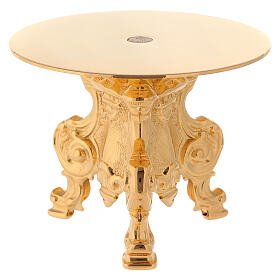 Rococo round monstrance stand golden brass 15x15 cm