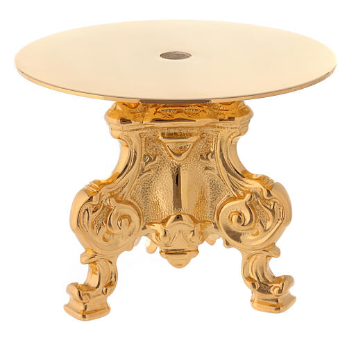 Rococo round monstrance stand golden brass 15x15 cm 1