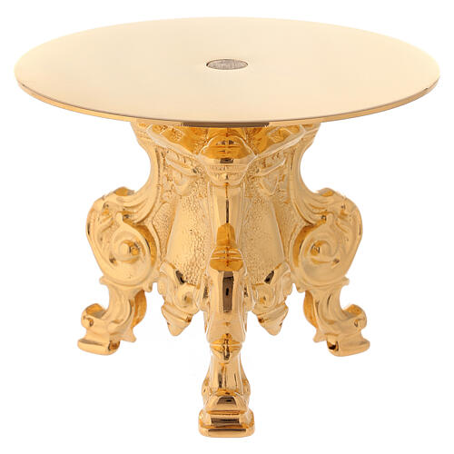 Rococo round monstrance stand golden brass 15x15 cm 2