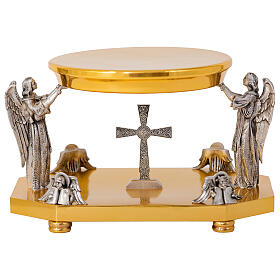 Base for monstrance with 24kt gold and silver finish