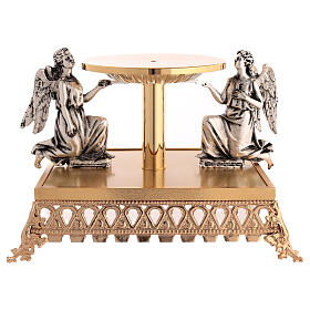 Baroque-style 24k gold-plated cast brass stand, 12 in