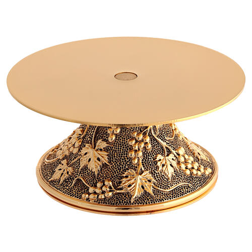 Base ostensorio rilievo uva ottone dorato piatto 14 cm 1