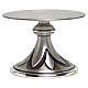 Silver-plated cast brass monstrance stand, round base with lily decoration, 12 cm diameter s1