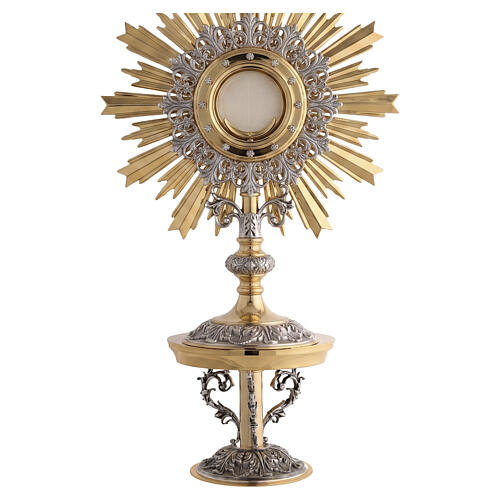 Monstrance stand with gilded and silver floral scrollwork, 8x8 in 2