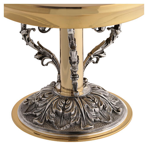 Monstrance stand with gilded and silver floral scrollwork, 8x8 in 3