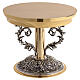 Monstrance stand with gilded and silver floral scrollwork, 8x8 in s1