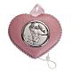 Médaille pour berceau coeur rose avec carillon Vierge à l'Enfant s1