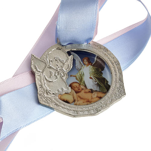 Medal, cradle decoration with double ribbon 1