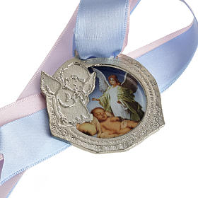 Medals and decorations for cradle: Medal, cradle decoration with double ribbon Medals and decorations for cradle: Medal, cradle decoration with double ribbon