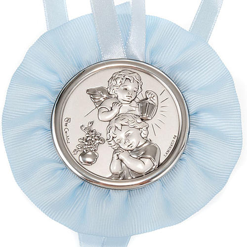 Medal, cradle decoration with angel, baby and lantern 2