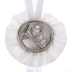Medal, cradle decoration, Our Lady and baby