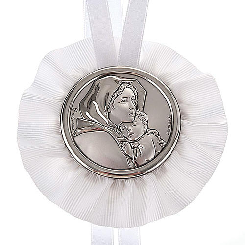 Medal, cradle decoration, Our Lady and baby 2